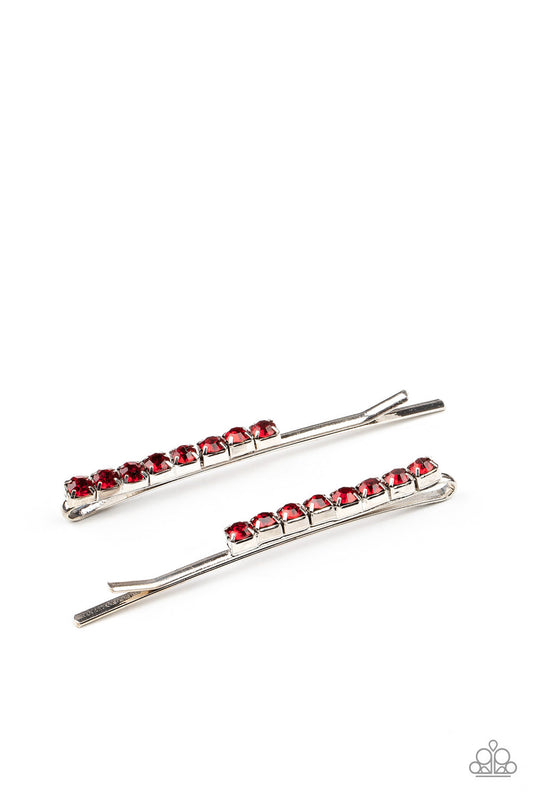 Satisfactory Sparkle - Red Rhinestone Bobby Pin Hair Clips